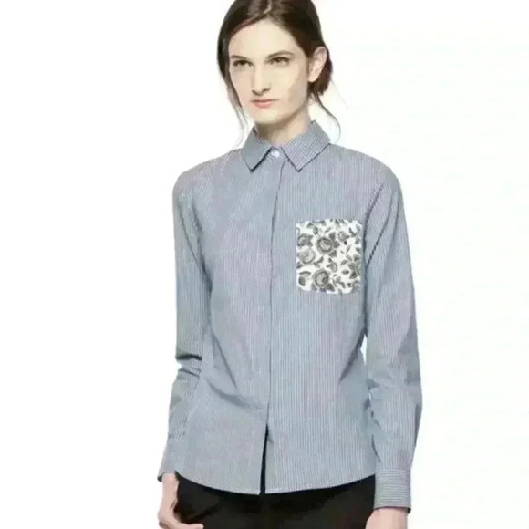 Thakoon for design nation striped button front shirt‎ women Medium NWOT - Picture 2 of 8